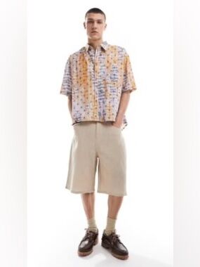 Reclaimed Vintage Cropped Boxy Shirt In Faded Floral Print Men’s Size:L NWOT